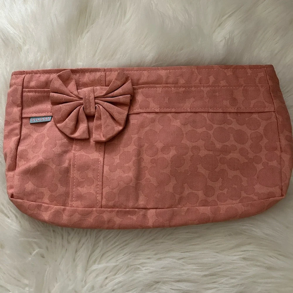 Stussy Dusty Rose Cosmetic Bag with Bow Detail